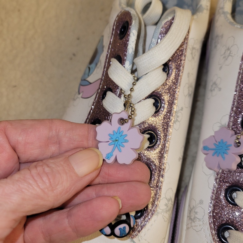 Ground Up Disney Stitch Womens Lace Up Sneakers Size 8 Purple Glitter - Picture 9 of 13
